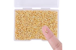 PWSAP 600Piezas Mini Ganchos de Tornillo de 5mm con Aro de 10mm Acero Inoxidable hembrillas, Ganchos de Metal con rosca Cancamos Pequeños para Resina, Joya, Cuenta y Plástico