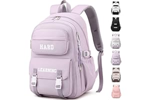 Waniki Schulranzen Mädchen Schulrucksack Junge Großen Rucksack Schule Wasserdicht Nylon Schultasche Damen Herren Laptop Tasche School Backpack für Girls Boys Schule Reise Sport (Lila)