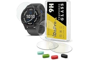 iDaPro Displayschutz Schutzfolie für Garmin fenix 6/6 Pro Multisport GPS watch + 4-teiliger Ladeanschlussschutz 9H Härte Glas Displayschutzfolie Einfache Installation [4 Stück]