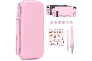 Younik Funda Switch 2 para NS Switch 2 (2025), Kit de 15 en 1 Accesorios Incluye Funda de Transporte con 19 Ranuras para Tarjetas de Juego, Carcasa Protectora para Consola y J-Con (Rosa)