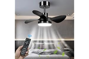 MEFINE Ventilador de Techo con Luz LED Silencioso 64cm Ventiladores Techo con Lámpara y Mando a Distancia 6 Velocidades Regulable Ventilador Lampara Techo con Reversible Motor DC, Temporizado