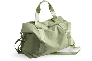 WINSPANSY Borsone da Viaggio Palestra Donne, Grande impermeabile Borsa da Viaggo Donna Weekend Borsa Palestra con tasca bagnata Travel Duffel Gym bag Verde