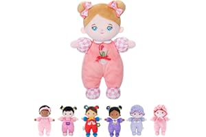 Starpony OUOZZZ Poupée Chiffon Fille Jouets Cadeau Poupee Bebe pour 1 2 3 4 an Doux et sûr à Jouer 25CM Rose, Yeux Bleus