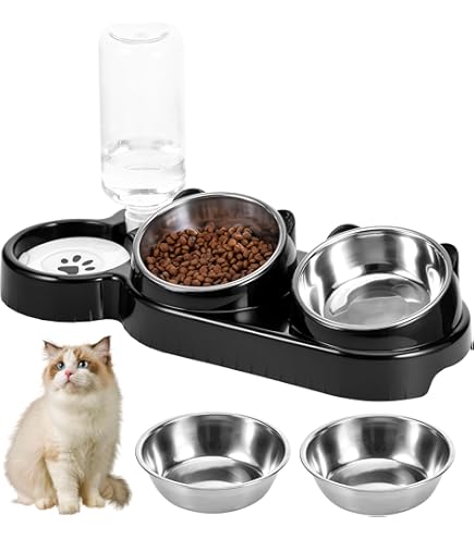 thumbnail image 2 of Archul Cat Bowls With At, Cat Food And Water Bowl Set With Water Dispenser, 15° Tilted Cat 2 of 10