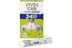 Vivin Tosse Complete Pocket 14 bustine. Sciroppo per mal di gola, tosse secca e grassa a base di estratti vegetali. Protegge e promuove l'idratazione della mucosa faringea. Senza Glutine.