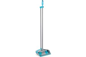 Beldray LA049230 Ensemble Pelle et Balayette, Balai avec Long Manche, Poignée Brosse de 92 cm, Peu Encombrant, Nettoyage Facile de la Maison, Idéal pour Balayer Les Sols Durs, Turquoise/Gris