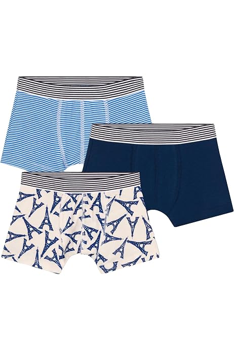 Boxers Petit Bateau - Lot De 3 Pour Garçon - Coton Doux - Ceinture Élastique Imprimée