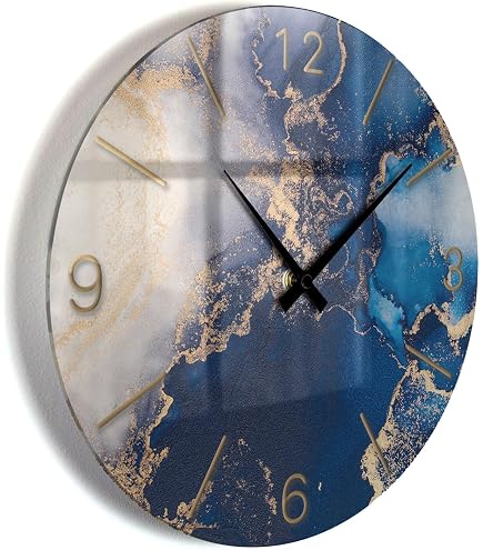 Generico Orologio da Parete, Soggiorno, Cucina, Moderno,Effetto marmo, Base legno, Lavorazione a resina, Numeri a rilievo, Diametro disponibile 40/60/80/100 cm, Made in Italy (100cm, Magnolia
