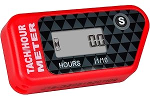 Jayron Contagiri Digitale LCD Contagiri Induttivo Display Contaore RPM Max Impermeabile per La Maggior Parte Dei Motori A Gas Marine ATV Generatore Trattore Prato Moto (rosso)