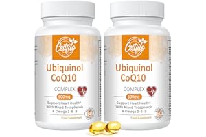 ‎CESTFILO Ubiquinol CoQ10 600 mg Softgelkapseln - Aktive Form von CoQ10 Plus Vitamin E & Omega 3 6 9 - Fortschrittliches Coenzym Q10 Nahrungsergänzungsmittel (60 Count, Pack of 2)