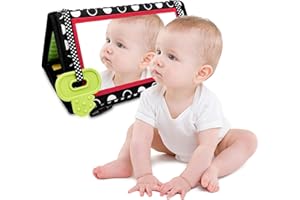 Lixiluxia Libro Sensoriale Neonato 0-3 Mesi, Giochi Montessori e Specchio per Bambini con Attività