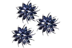 Mecool Broche de Flores para Mujeres Novias Creado Crystal Broche Blue-3 Pcs Set