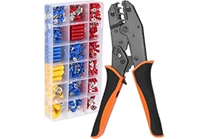 JUTYUM Crimpzange für 0,5-6mm², Crimping Pliers Kabelschuhe Setmit 400 Stück Kabelschuhen Crimpzange für Zange Haushaltsgeräte Verbindung, Fahrzeug Schaltung Wartung Orange-schwarz