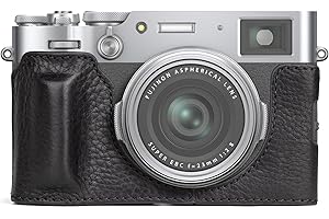 MUZIRI KINOKOO Fuji X100VI etui, etui z prawdziwej skóry, półetui, kompatybilne z aparatem Fujifilm X100VI, z otworem na dole i uchwytem, Czarny, Zwart, Futerał na aparat