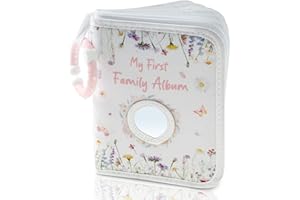 BUTORY Baby Photo Album Soft Book with Hook Mirror, Babys First Photo Album Hold 17 6x4 Photos Present, My First Photo Book for Family Newborns, Baby Memory Books