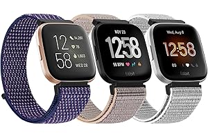 YCHDDER Nylon Straps Compatible with Fitbit Versa 2 Strap/Fitbit Versa Strap/Fitbit Versa Lite Strap/Fitbit Versa SE Strap,Soft Breathable Adjustable Sport Replacement Strap for Women Men