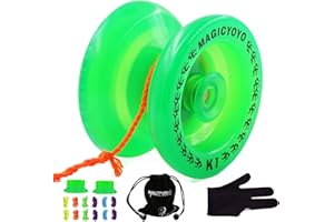 MAGICYOYO K1 Glow in The Dark yoyo, Yoyo de Respuesta Profesional para niños, Adultos, Principiantes a Yo Yo intermedio, Yo-yo de plástico con Guantes + 2 hubs + 12 Cuerdas yoyo, Verde