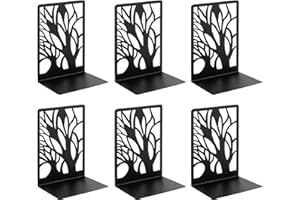 NSWAYY Serre Livre Métal, 3 Paires Cale Livre Étagère, Presse Livre Lourd, Bloc Livre pour Étagère, Anti-Rayures et Antidérapant, Séparateur Livre Bibliothèque pour Bureau, École et Librairie(Noir)