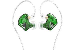 in Ear Monitor for Musicians BASN Bmaster Triple Driver Hybrid IEM Headphones Noise Cancelling in-Ear Earbuds with Two Detachable MMCX Cables for Stage/Audio Recording (Green)