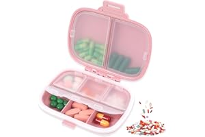WLLHYF Codzienny organizer na tabletki, 8 przegródek, podróżny, przenośny futerał na tabletki, małe pudełko na leki, organizer na witaminy, pojemnik na witaminy, do noszenia na świeżym powietrzu, w