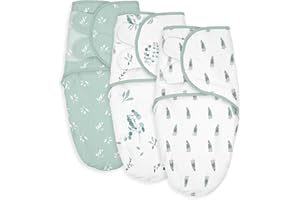 SOARWG KIDS Baby Swaddle Blanket Wrap, Baby Nursery Swaddling Set regolabile per neonati 0-3 mesi, morbido cotone organico per neonato, Baby Essentials per la bambina e il ragazzo, 4 pezzi