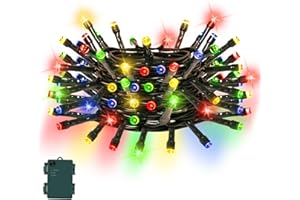 Gcstnn Battery Operated Christmas Lights, 5M/16.4Ft 50LED Outdoor Fairy Lights with 6h Timer,IP65 Waterproof String Lights On Green Cable,for Bedroom Xmas Tree,Garden,Indoor Decorations,Multicolor