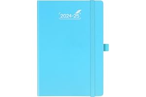 BEZEND A5 Academic Diary 2024-2025 Week to View Hardback (Aug'24 - Jul'25) Mid Year Diary 24-25 with 120 GSM Thick Paper, Weekly Planner with Dotted Note Pages, Sky Blue