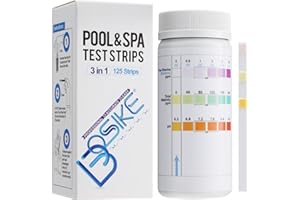BOSIKE 3 en 1 Testeur Chlore en Bandelette pour Eau de Piscine et Spa - 125 Bandelettes de Test pour le Chlore Libre, le Brome et le pH