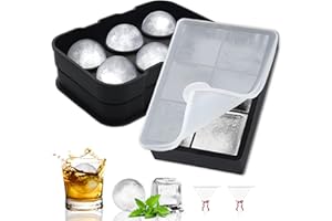 Gucass 2 Stück Eiswürfelform Silikon Eiswürfelbehälter mit Deckel, 5cm 6 Fach Groß Rund Eeiswürfel Kugel und Eeckige Eiswürfelformen, BPA Frei Ice Cube Tray für Whisky Cocktails Wein Obst Schokolade