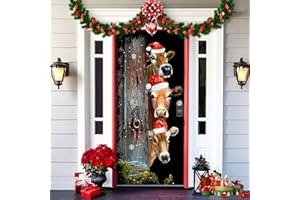 Greenyre Weihnachten Tür Abdeckung Dekoration,91cm x 203cmWeihnachtsmann Tür Decke Weihnachten Tür Hängen Banner Hintergrund, Weihnachtsbanner für Haus Haustür Veranda Weihnachten Deko