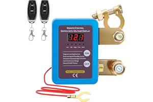 HUUPPHIP Kill Switch for Car with Remote & LED Voltage Display, Battery Disconnect Switch 12V 240A, Car Battery Isolator Anti Theft Switch with 2 Remote Controls for RV Truck Camper Boat