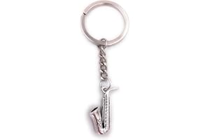 H-Customs Instrumento de Tuba de saxofón trombón Llavero Colgante de Metal Plateado