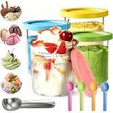 CORIXTEN 4 Pieces Ninja Creamy Deluxe Container, 23 fl oz Ice Cream Containers with Lids and Spoon, Ice Cream Machine Accesso