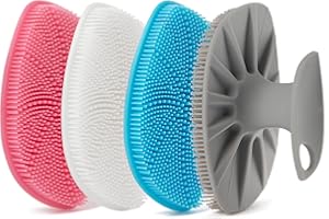 HieerBus Silicone detergente per il viso, spazzola per la pulizia del viso, spazzola per il viso in silicone, massaggiatore, per uomini e donne (4 colori misti)