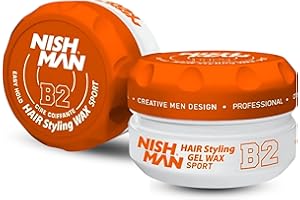 NISHMAN Aqua Gel Wax for Men B2 - Sport 150g - Tropical Fruit Scent - Natural Shine Look - Ultra High Strong Hold - Long-Lasting Control and Definition