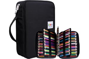 Piórnik JAKAGO na 220 kredek o dużej pojemności, wodoodporny organizer na kredki, markery, długopisy żelowe, doskonały prezent dla studenta artysty (czarny)