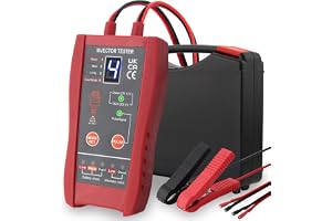 EYPINS 2-i-1 injektortestare och bilbatteri, 8 pulslägen, 5 V/12 V utgång, LCD-display, 6 EFI/GDI rengöringsadaptrar för bil