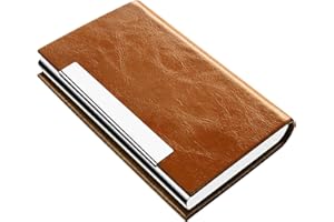 padike Business Card Holder, Business Card Holders, Business Card Case, Business Card Holders Wallet Credit Card ID Case/Holder for Men & Women (V-Brown)