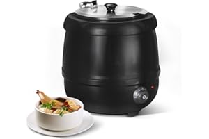 GENERIC HAKKA Commercial Soup Warmer & Electric Soup Kettle, 10L Large Capacity Stainless Steel Food Warmer with Hinged Lid & Detachable Insert Pot, Perfect for Buffet, Restaurant, Catering, Family Gatherings