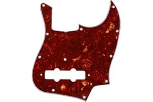 Musiclily Pro 11 Löcher J Bass Pickguard J-Style Bässe Schlagbrett für MIJ Fender Japan 4-Saiter Jazz Bass,4 lagig Vintage Tortoise