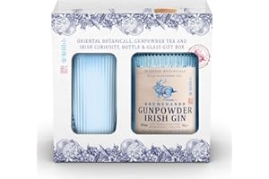 ORIENTAL BOTANICALS WITH GUNPOWDER TEA DRUMSHANBO GUNPOWDER IRISH GIN SLOW DISTILLED BY HAND IRELAN DRUMSHANBO GUNPOWDER - Irish Gin coffret 1 verre - Notes Florales et Savoureuses - A servir Pur ou en Cocktail - 43% Alcool - Origine : Irlande/Down County - 70cl + 1 verre