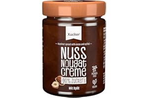‎XUCKER Xucker Nuss-Nougat Creme mit Xylit - Süße Haselnuss-Creme mit Xylitol Zucker-Ersatz ohne Palmöl I Vegan & zuckerarmer Brotaufstrich mit 33% Haselnüssen (300g)