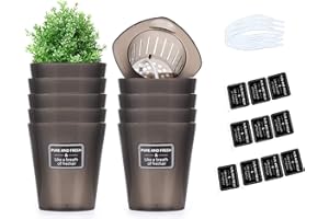 Ambolio Doniczka na zioła, 10-częściowy zestaw doniczek na zioła, samonawadniająca, doniczka na zioła z systemem nawadniania, do sadzenia ziół w pomieszczeniach, kuchni i na zewnątrz.