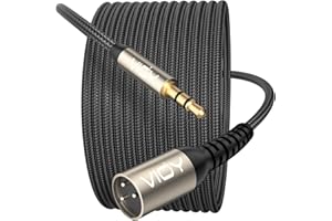 VIOY XLR to 3.5MM Cable 10M, Unbalanced Aux Male to XLR Male Cord, 1/8 Inch to Microphone Cable for Laptop, Tablat, MP3 Player, Voice Recorder, Amplifier, Sound Board, Mixer, Speaker