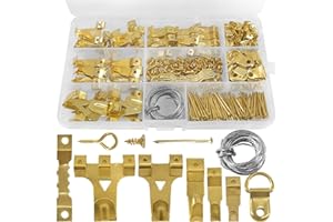 NORTHERN BROTHERS 250pcs Picture Hooks Picture Hanging Kit Heavy Duty Picture Hangers with Picture Wire, Nails, Sawtooth, D Ring, Screw Eyes