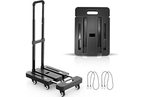 Carrello pieghevole, MAXBROTHERS Carrello di trasporto, carico massimo 200 kg, piattaforma scalabile, 6 ruote piene, per casa, giardino, magazzino e fattoria