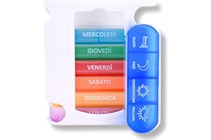 MEDIPILL - Torre Dose Pillole Settimanale Italiana | Organizzazione Settimanale dei Medicinali | 7 giorni | 4 Momenti di Assunzione al Giorno | 28 Scomparti | Un pezzo | Arcobaleno | MED-S28T-A-I