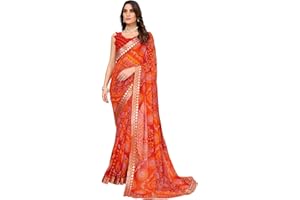 Yashika Gewebter Damen-Sari aus Georgette mit Spitze und Blusenmaterial