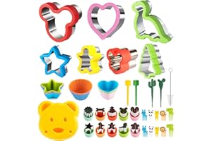 HAPHOME Foremki do wykrawania ciastek dla dzieci – 42 sztuki ze stali nierdzewnej, zestaw foremek do wycinania chleba, warzyw, owoców, widelców do wycinania owoców, dinozaurów, gwiazd Miki