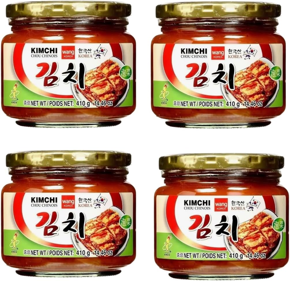 YIJIA | Kimchi Coreano Conservado Botella 410g – Una Delicia Fermentada Vegana y sin Gluten (4 Botella)